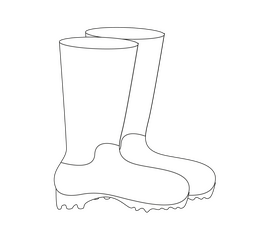 Galoshes cartoon black and white clipart