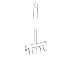 Garden rake black and white clipart