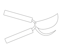 Garden scissors black and white clipart