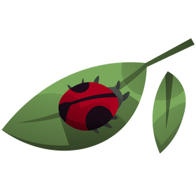 Ladybug on leaves clipart