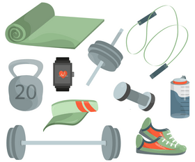 Fitness, gym elements vector