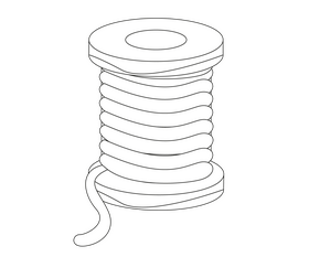 Sewing thread cartoon black and white clipart