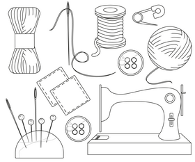 Sewing black and white vector