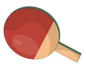 Red tennis table racket and ball cartoon vector icon. Table tennis