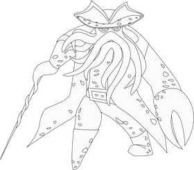 Pirates of the caribbean davy jones black and white clipart