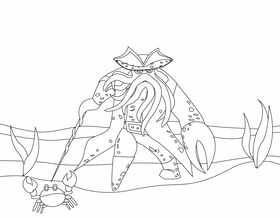 Pirates of the caribbean davy jones black and white vector