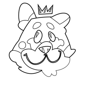 Cartoon leopard with crown black and white clipart