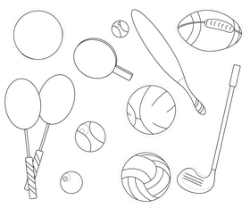 Sports equipment black and white vector
