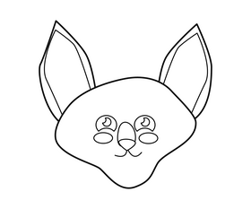 Bald cat avatar black and white clipart
