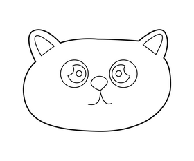 Cute chubby kitten black and white clipart