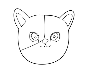 Baby cat head illustration black and white clipart