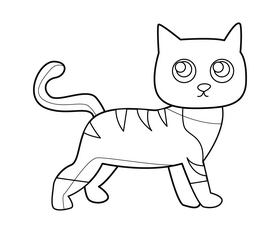 Baby cat drawing black and white clipart