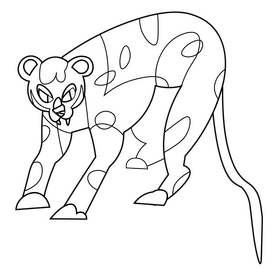 Leopard drawing black and white clipart