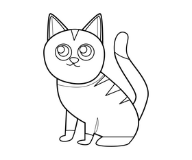 Cartoon baby cat black and white clipart