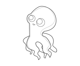 Cute octopus black and white clipart