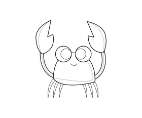 Cartoon crab black and white clipart