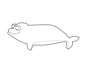 White whale drawing black and white clipart