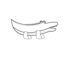 Cartoon crocodile black and white clipart