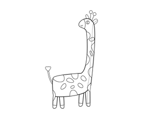 Cartoon giraffe free black and white clipart