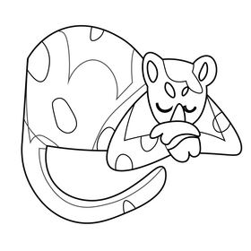 Cartoon leopard sleeping black and white clipart