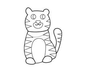 Cute baby tiger black and white clipart