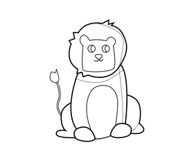 Lion illustration black and white clipart