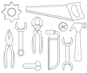 Home repair tools black and white vector