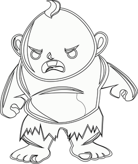 Baby hulk black and white clipart