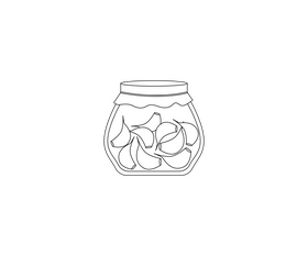 Canned garlic black and white clipart