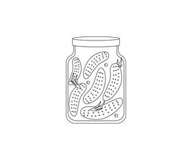 Canned cucumbers black and white clipart