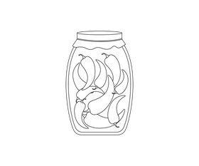 Canned chili peppers illustration black and white clipart