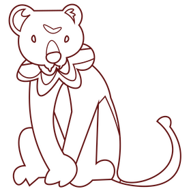 Lion cub black and white clipart