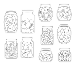 Vegetables drawing set black and white vector free download