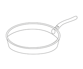 Frying pan cartoon black and white clipart