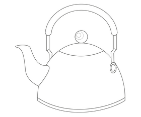 Green teapot drawing black and white clipart