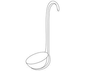 Ladle cartoon black and white clipart