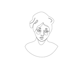 Sad girl black and white clipart