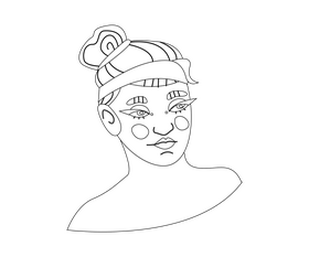 Girl with dark lips black and white clipart