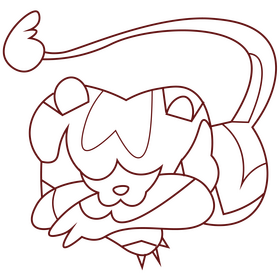 Cartoon lion lying black and white clipart