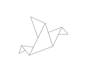 Origami bird black and white clipart