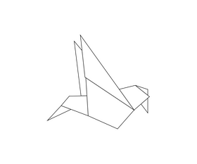 Paper folding parrot origami illustration black and white clipart ...