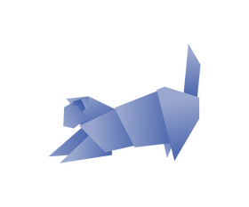 Blue origami cat cartoon clipart