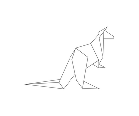 Pink paper folding kangaroo black and white clipart