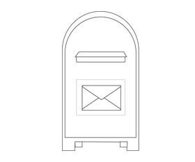 Post box cartoon black and white clipart