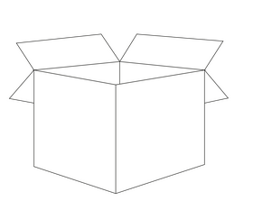 Open cartoon box black and white clipart