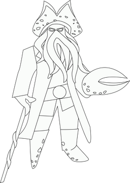 Pirates of the caribbean davy jones black and white clipart