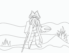 Pirates of the caribbean davy jones black and white vector