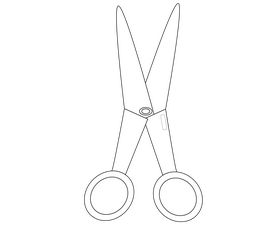 Scissors drawing black and white clipart