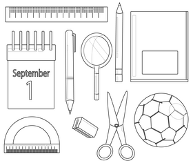 Study accessories black and white vector