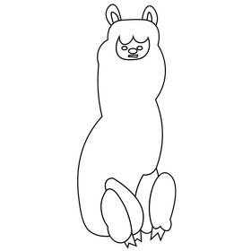 Llama sitting drawing black and white clipart